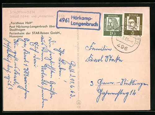 AK Landpoststempel Hörkamp-Langenbruch