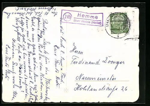 AK Landpoststempel Hemme über Heide /Holst.