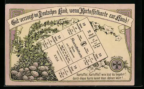 AK Kartoffelkarte Berlin, Kriegsnot