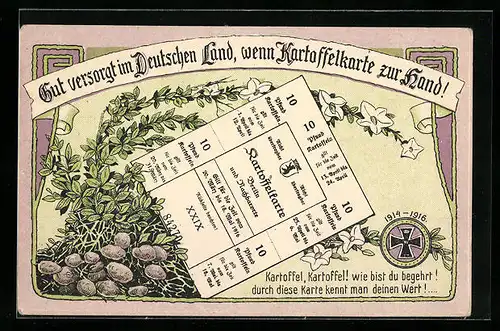 AK Kartoffelkarte Berlin, Kriegsnot