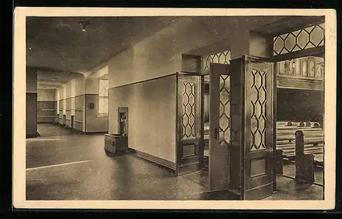 AK Lübeck, Freesesche Schule am Falkenplatz, Flur mit Blick in die Aula