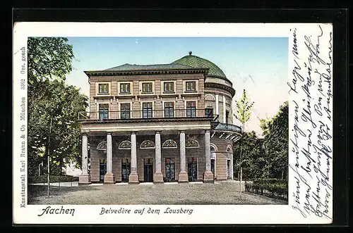 Goldfenster-AK Aachen, Belvedère auf dem Lousberg mit leuchtenden Fenstern