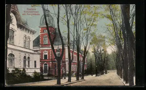 AK Itzehoe, Victoriastrasse mit Postgebäude
