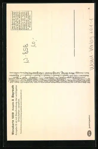 AK Bayreuth, Wonakarte 1009, Wona-Verlag, Landkarte