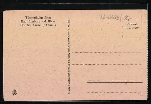 AK Bad Homburg v. d. Höhe /Taunus, Töchterheim Elim, Gesamtansicht