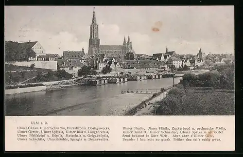 AK Ulm a. D., Ortsansicht mit Gewässer