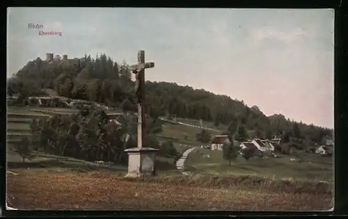 AK Ebersberg /Rhön, Ortspartie mit Kreuz