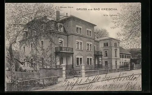 AK Bad Kreischa, Neues Haus und Villa Valentin