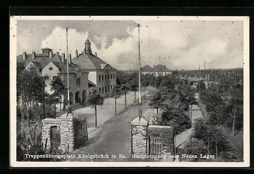 AK Königsbrück in Sa., Haupteingang zum Neuen Lager