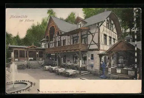 AK Dresden-Pillnitz, Terrasse der Meixmühle