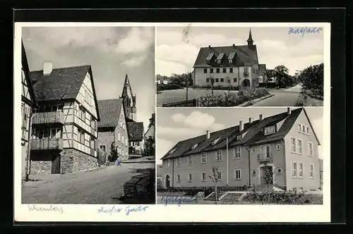 AK Wurmberg, Strassenpartie mit Fachwerkhaus, Gebäudeansicht