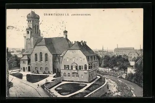 AK Crimmitschau i. S., Blick auf Johanniskirche