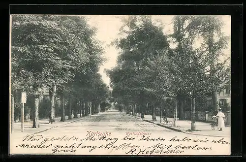 AK Karlsruhe, Blick in die Westendstrasse