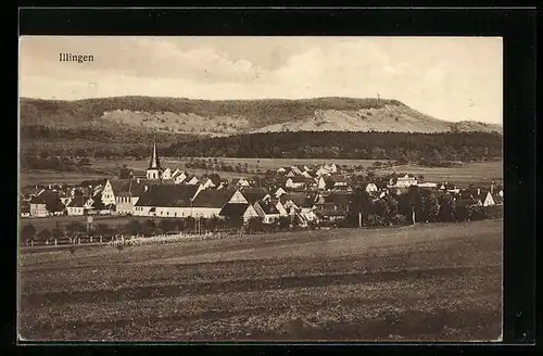 AK Illingen, Ortsansicht aus der Vogelschau