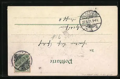 AK Verden, Blick auf Dom, Blumenmotiv