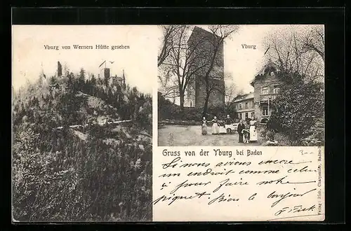 AK Baden-Baden, Gasthaus Yburg, Yburg von Werners Hütte gesehen