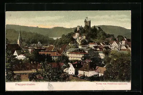 AK Pappenheim, Ortsansicht mit Burg