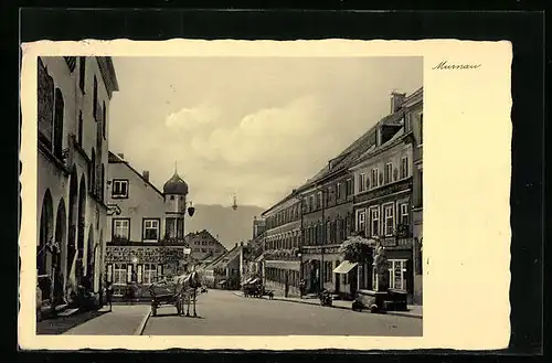 AK Murnau, Strassenpartie mit Geschäften