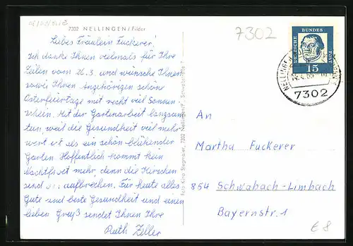 AK Nellingen /Filder, Evangelische Kirche, Sportleiter-Schule, Parksiedlung, Katholische Kirche
