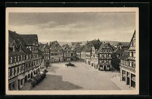 AK Schorndorf, Marktplatz aus der Vogelschau