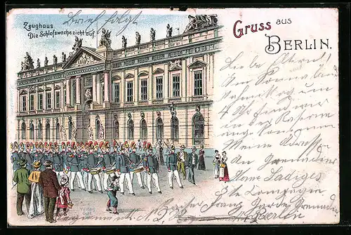Lithographie Berlin, Zeughaus, Aufzug der Schlosswache