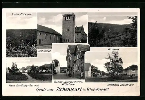 AK Hohenwart, Ruine Liebeneck, Neue Siedlung Rosenstrasse, Blick ins Würmtal, Siedlung Waldstrasse