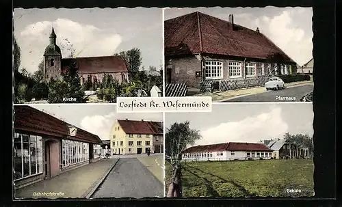 AK Loxstedt, Kirche, Pfarrhaus, Bahnhofstrasse und Schule