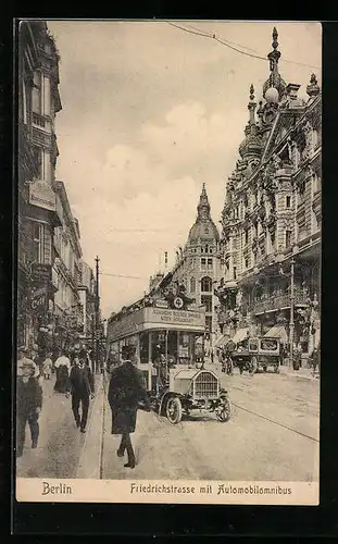 AK Berlin, Friedrichstrasse mit Automobilomnibus