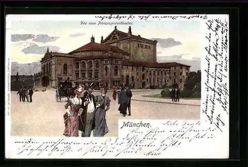Lithographie München, neues Prinzregententheater