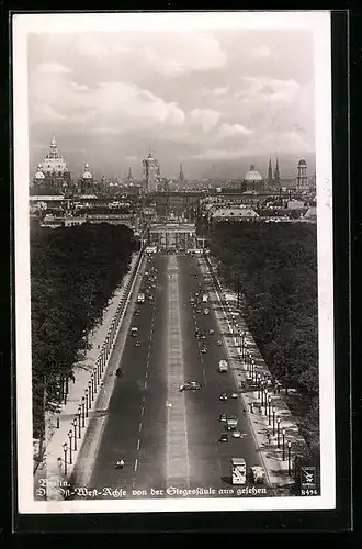 AK Berlin, Ost-West-Achse von Siegessäule aus gesehen