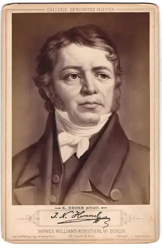 Fotografie Sophus Williams, Berlin, Portrait Johann Nepomuk Hummel, Komponist
