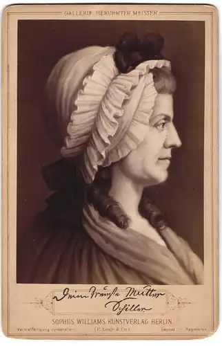 Fotografie Sophus Williams, Berlin, Portrait Mutter von Friedrich Schiller