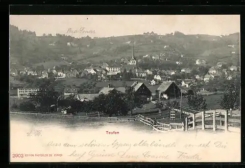 AK Teufen, Generalansicht mit Blick zur Kirche