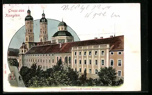 AK Kempten, Residenzplatz u. St. Lorenz Kirche