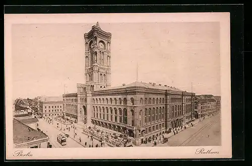 AK Berlin, Königstrasse Ecke Spandauer Strasse am Rathaus