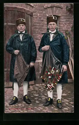 AK Zwei Schwälmer in hessischer Tracht