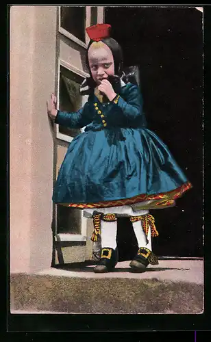 AK Mädchen in hessischer Tracht
