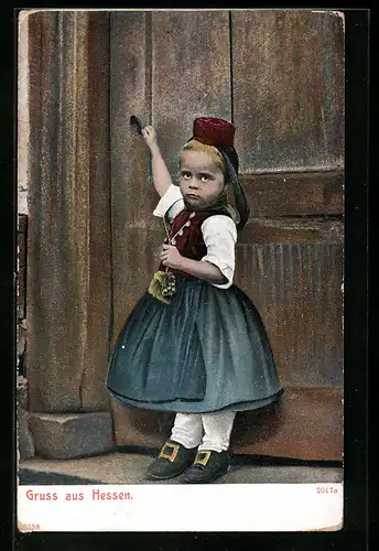 AK Schwälmer Mädchen in hessischer Volkstracht