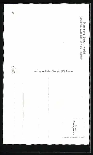AK Schwälmer Mädchen im Sonntagsstaat