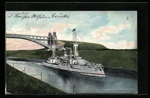 AK Kriegsschiff Wörth im Kaiser-Wilhelm-Kanal