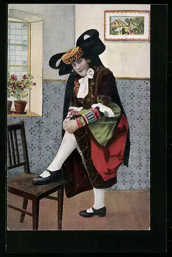 AK Dame in Tracht aus Schaumburg-Lippe