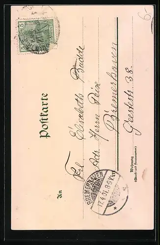 Lithographie Paar in Tracht aus dem Bückeburger Lande