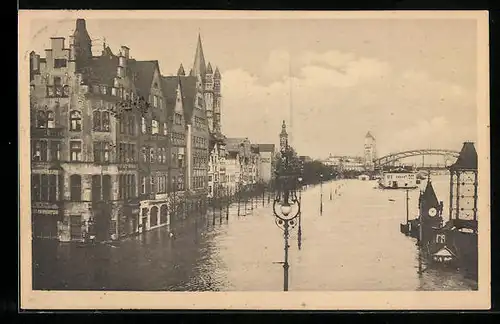 AK Köln a. Rhein, Ortspartie mit Hochwasser 1920