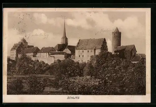 AK Schlitz, Ortspartie mit Gebäuden