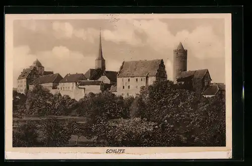 AK Schlitz, Ortspartie mit grossen Gebäuden