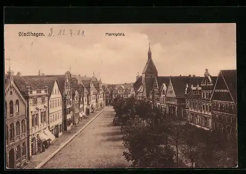 AK Stadthagen, Marktplatz mit Häusern