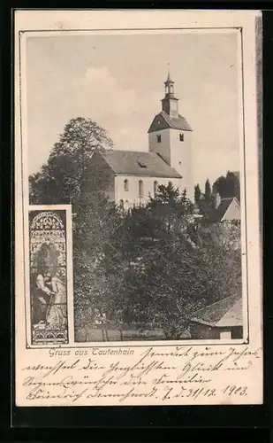 AK Tautenhain, Ortspartie mit Kirche