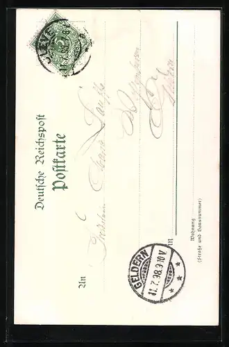 Künstler-AK Cleve, Flusspartie mit Booten