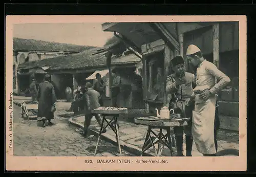 AK Strassenstand mit Kaffee-Verkäufer, Balkan