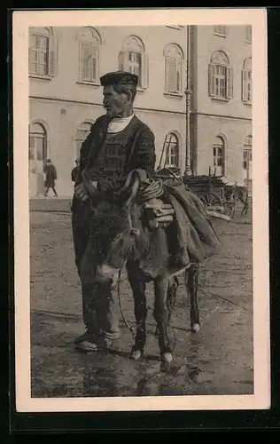 AK Split, Gonjac, Mann mit einem Esel